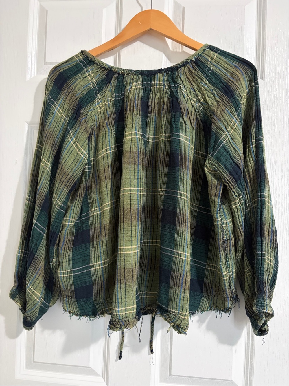 We The Free Flannel Top Size Small Green Plaid - Picture 2 of 10